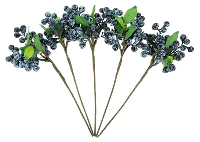 Produktbild von 5 Stück Künstliche Blaubeerstiele für Blumenarrangements und Dekoration