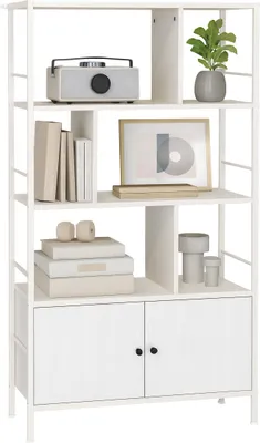 Immagine prodotto di Libreria Relaxdays, A x L x P: 154,5 x 74 x 30 cm, 3 ripiani aperti, libreria con base, libreria moderna, bianca