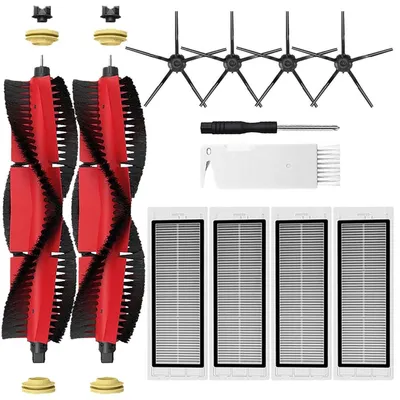 Produktbild von Staubsaugerzubehör Set für Xiaomi Roborock S5 Max S6 Serie, 2 Hauptbürsten, 4 Hepafilter, 4 Seitenbürsten