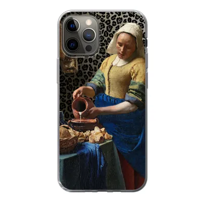 Produktbild von MuchoWow® Handyhülle Schutzhülle Hülle für iPhone 13 Pro Milchmädchen - Kunst - Pantherdruck - Vermeer - Gemälde - Alte Meister Silikon Softcase Handy Hülle - Handy-Tasche