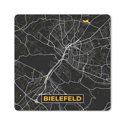 Produktbild von MuchoWow® Mauspad Mousepad Bielefeld - Karte - Stadtplan - Gold - Deutschland 20x20 cm - Mousepads - Maus Mat - Pad - Mausunterlage - Desk Mat - Bureauartikeln