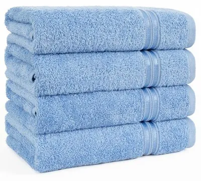 Produktbild von Unyqoos® 4er Handtuch-Set aus 100% Baumwolle, weich & saugfähig, Hellblau, 50 x 100 cm,  Standard