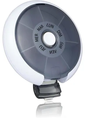 Productafbeelding van Pillenhouder voor 7 dagen, draagbaar, geschikt voor vitamines en medicijnen, zwart, Frans model, 9x9x2,4 cm, BPA-vrij