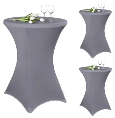 3 Stück Stehtischhussen 80 cm, hellgrau, für Ø 80-85 cm Tische