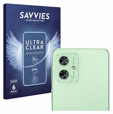 A product shot featuring packaging for screen protectors and a smartphone with screen protectors applied to the camera lenses.