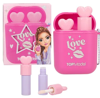 Produktbild von 1 Stück TOPModel Lipgloss-Set mit Kopfhörer-Case, 2x 2,3 ml, Blaubeerkuchen & Erdbeerduft, Pink