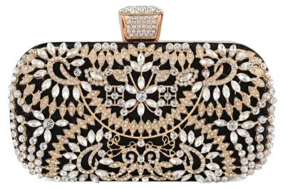 Immagine prodotto di Elegante pochette da donna - Pochette scintillante con tracolla e strass - Nera