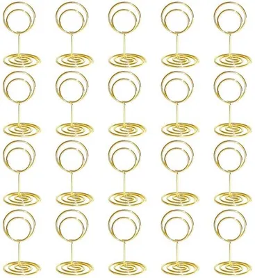 Image de Porte-noms en métal, lot de 20, porte-noms ronds de table, pour mariage, fête, bureau, restaurant