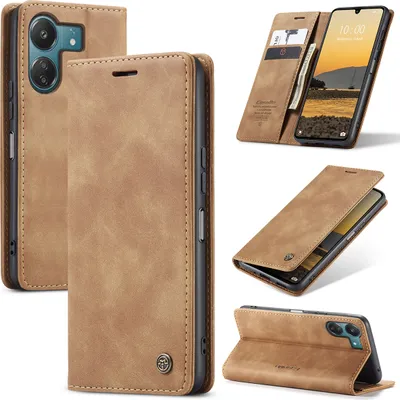 Image de Étui Xiaomi Redmi 13C /Poco C65, étui rétro en cuirPolyuréthaneavec fonction de support Housse de protection pour Xiaomi Redmi 13C /Poco C65 Marron