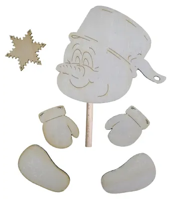 Bastelset Holz-Steckfigur Schneemann, 18x24x5 cm