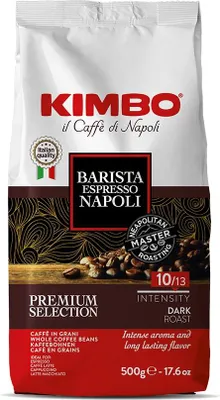 A bag of Kimbo Espresso Napoli whole coffee beans.