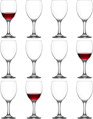 Produktbild von 12x 340ml Empire Weingläser - Klein Spülmaschinenfest Glas Hochzeit Weihnachten Geburtstag Party Trinken Glaswaren Kelch Geschenkset - Von LAV