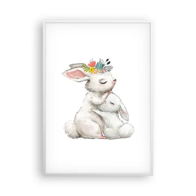 Produktbild von Gerahmtes Poster - Weißer Rahmen - Kaninchen Hase Kinder - 70x100 cm - Wand Bild - Wanddeko - Wandbilder - Kunstposter - Wandposter - Bilderrahmen - Bilder - Kunstdruck - P2WPA70x100-4725
