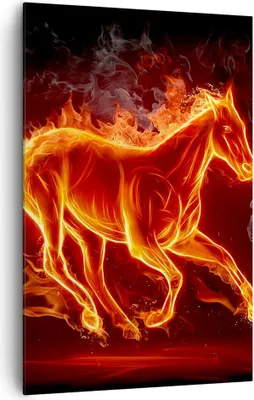 Produktbild von Bild auf Leinwand - Leinwandbild - Einteilig - Pferd Illustration Flammen - 80x120cm - Wand Bild - Wanddeko - Wandbilder - Leinwanddruck - Wanddekoration - Leinwand bilder - Wandbild - PA80x120-0203