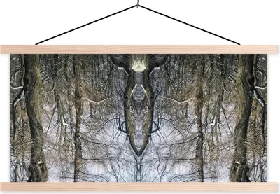 Produktbild von MuchoWow® Textilposter Baum - Kunst - Psychedelisch 120x60 cm mit holzfarbenen Rahmen - Klemmleiste