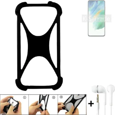 Produktbild von K-S-Trade Handy-Hülle + headphones kompatibel mit Samsung Galaxy S21 FE SD888 Schutz-Hülle Bumper Silikon Cover Case Silikoncase Silikonbumper TPU