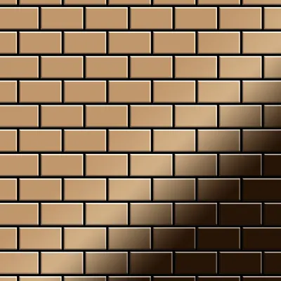Produktbild von Mosaik Fliese massiv Metall Titan hochglänzend kupfer 1,6mm stark House-Ti-AM