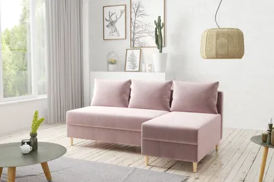 Produktbild von AX LIVING Ecksofa Klein Modern Farring 204 cm in Rosa – Eleganz & Komfort