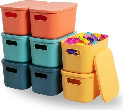 Produktbild von Kleine Plastik-Opberger mit Deckel, stapelbar, 8 Stück