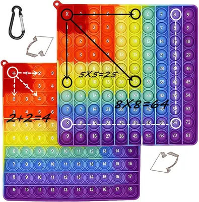 Productafbeelding van Pop It - 2-in-1 popit plopper speelgoed - Regenboog - Vermenigvuldigingsbord - Sensorisch speelgoed - Stress speelgoed