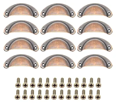 Produktbild von 12 Stück Muschelgriff Möbelgriffe Set 81 X 35mm Antik Vintage für Schrank und Schublade