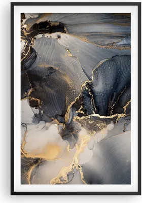 Produktbild von Gerahmtes Poster - Schwarzer Rahmen - Dunkel Abstraktion Gold - 61x91,5 cm - Wand Bild - Wanddeko - Wandbilder - Kunstposter - Wandposter - Bilderrahmen - Bilder - Kunstdruck - P2BPA61x91-4824
