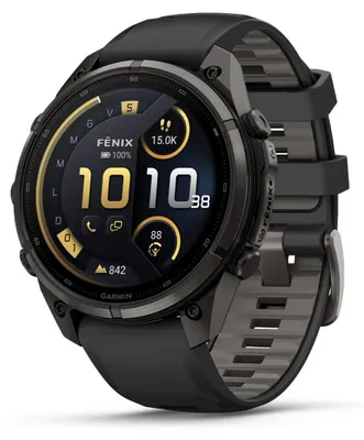Zdjęcie produktu dla Garmin 010-04336-11 | Fenix 9 Pro Ir, 47 mm, szkło szafirowe Amoled, obudowa z tytanu DLC, pasek w kolorze czarnym/szarym