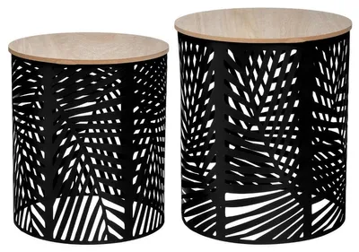 Produktbild von Atmosphera Créateur d'intérieur Korbtisch Kumi Metall MDF-Platte grau braun 30,5 cm x 38 cm