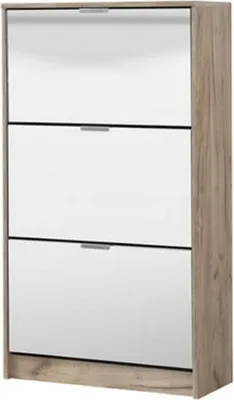 Produktbild von Dmora Schuhschrank Varna 67x28x119h cm, Eiche Grau, 6 Regalböden, 6 Fächer
