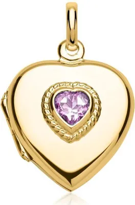 Produktbild von Vergoldeter 925er Silber Anhänger Herzmedaillon, besetzt mit Amethyst