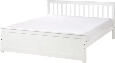 Produktbild von BELIANI Doppelbett Weiß Kiefernholz mit Lattenrost 160 x 200 cm Fußteil Hohes Kopfteil Schlicht Modern Skandi Design Schlafzimmer Austattung Holzbett