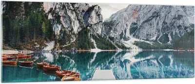 Produktbild von Bilder auf glas - Einteilig - Boote Berge Hafen - 140x50cm - Glasbilder - Wandbilder - Bilder - zum Aufhängen bereit - Wanddekoration aus Glas - Glas Bilder - Wandbild auf Glas - GAB140x50-5068