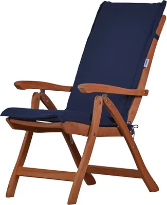 Produktbild von Gartenstuhl Set aus hochwertigem Teak Hochlehner und Polsterauflage blau Premium-Set mit Auflage aus Polyacryl