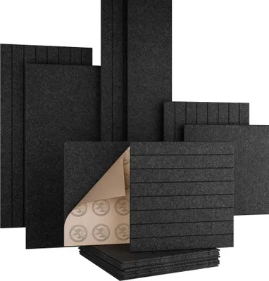 Produktbild von AKUSTIKO Akustikpaneele Selbstklebend 60x60cm - 12 Stück Anthrazit Akustik Wandpaneele Brandschutzklasse B-s1-d0 Panels Filz 9mm Hexim Decken- & Wandverkleidung Geräuschbarriere System (4.32m²)