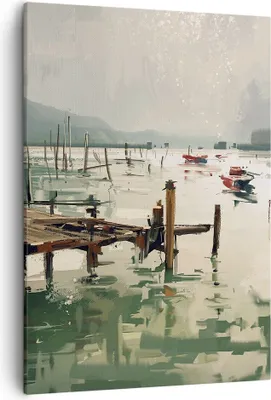 Produktbild von Bild auf Leinwand - Leinwandbild - Einteilig - Boot Ufer Brücke - 50x70cm - Wand Bild - Wanddeko - Wandbilder - Leinwanddruck - Kunstdruck - Wanddekoration - Leinwand bilder - Wandbild - PA50x70-3829