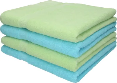 Produktbild von Betz 4 Stück Duschtücher Set Duschtuch Duschhandtuch Strandlaken Badetuch Palermo 100% Baumwolle Größe 70 x 140 cm Farbe grün und türkis