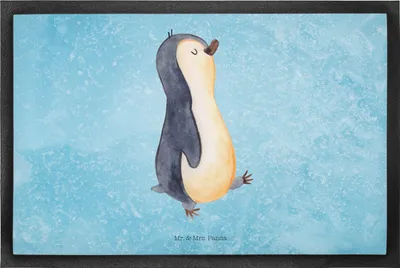 Produktbild von Mr. & Mrs. Panda Schmutzmatte Pinguin marschieren 50 x 75 cm - Eisblau - Geschenk, Schmutzfänger, Stolz, fußmatte, Spazieren, Schmutzfangmatte, Bruder, Fußabtreter