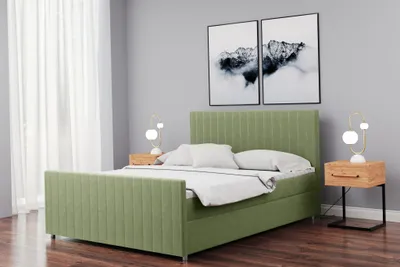 Produktbild von Boxspringbett Schlafzimmerbett ROSALIE 140x200cm in Stoff Matt Velvet Pistazie