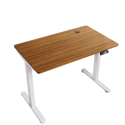 Produktbild von SONNI Walnuss elektrisch höhenverstellbarer Schreibtisch 100x60 cm, Tragkraft 60 kg, mit Kindersicherung und Memoryfunktion, 15 mm Tischplatte