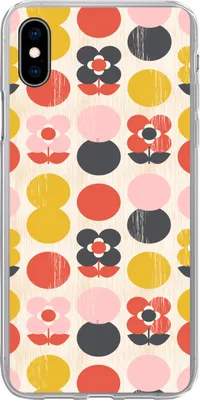 Produktbild von MuchoWow® Handyhülle Schutzhülle Hülle für Telefoonhoesje iPhone Xs Retro - Design - Blumen - Pastell Silikon Softcase Handy Hülle - Handytasche