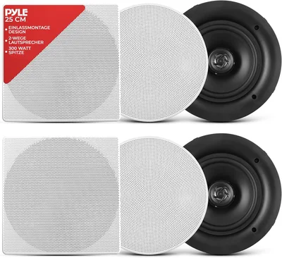 Obrázok produktu pre Stropný reproduktor Pyle, vstavaný reproduktor, 250W stropný reproduktor Bluetooth, 2-pásmový reproduktor, nástenný reproduktor, 25 cm, plochý reproduktor, okrúhly