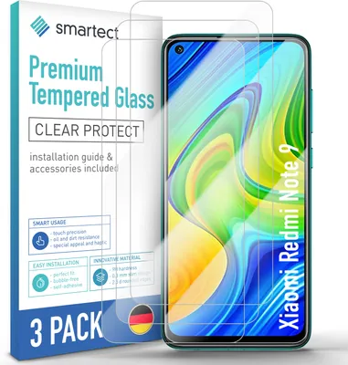 Produktbild von 3x Schutzglas Panzerfolie Klar für Xiaomi Redmi Note 9 Displayschutz Hartglas
