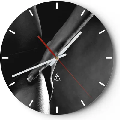 Produktbild von Wanduhr - Rund - Glasuhr - Frau Modell erotisch - 40x40cm - Schleichendes Uhrwerk - Lautlos - zum Aufhängen bereit - Dekoration Modern - Wanddekoration aus Glas - C3AR40x40-1370