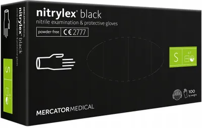 Produktbild von MERCATOR MEDICAL Nitrilhandschuhe puderfrei schwarz Größe S