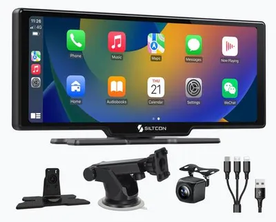 Produktbild von Siltcon® CarPlay Bildschirm 10,26 Zoll mit Rückfahrkamera – Wireless Apple CarPlay & Android Auto, Auto Navi Touchscreen, Bluetooth, AUX & FM