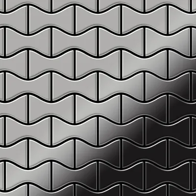 Produktbild von Mosaik Fliese massiv Metall Edelstahl marine hochglanz grau 1,6mm Kismet-S-S-MM