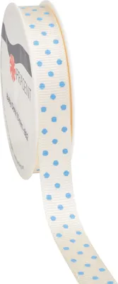 Produktbild von PRÄSENT Ripsband Baby Dots 16mm Pünktchen Stoffband zum Basteln Nähen Deko