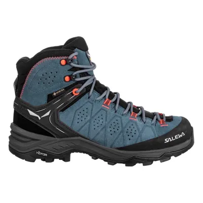 A single blue hiking boot is shown against a white background.