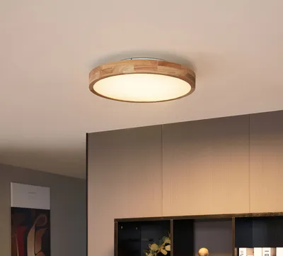 Zdjęcie produktu dla Skandynawska lampa sufitowa z drewna, 50 cm, z regulacją jasności LED, model Pecker