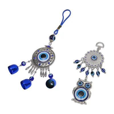 Obrázok produktu pre Modré oko sova ornament,Lucky sova amulet závesný ornament,modré oko auto závesný ornament,oko auto závesný ornament,auto zrkadlo dekor závesný,auto zrkadlo závesné príslušenstvo